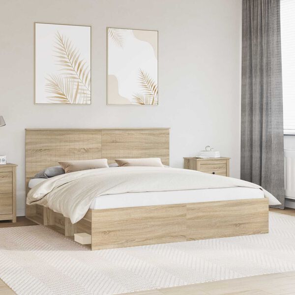 vidaXL Bettrahmen Sonoma 180 x 200 cm Massives Kiefernholz
