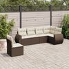 vidaXL 6-tlg. Garten-Sofagarnitur mit Kissen Braun Poly Rattan