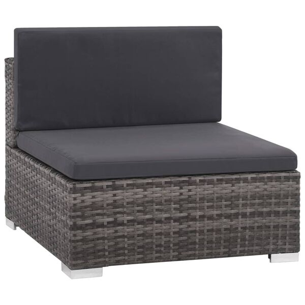 vidaXL 7-tlg. Garten-Lounge-Set mit Auflagen Poly Rattan Grau