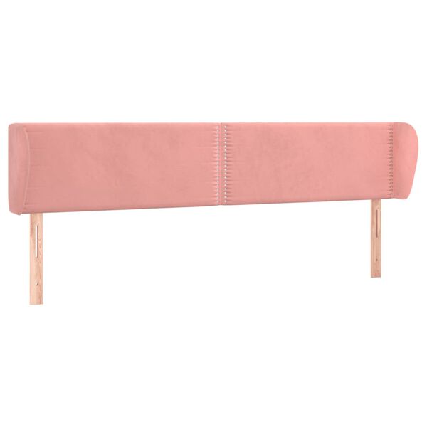 vidaXL Kopfteil mit Ohren Rosa 203x23x78/88 cm Samt