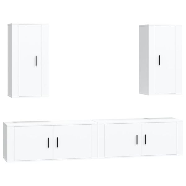 vidaXL 4-tlg. TV-Schrank-Set Wei&szlig; Holzwerkstoff