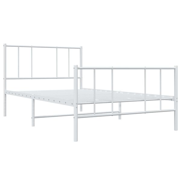 vidaXL Bettgestell mit Kopf- und Fu&szlig;teil Metall Wei&szlig; 107x203 cm