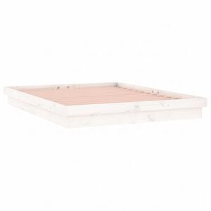 vidaXL Massivholzbett mit LEDs Wei&szlig; 120x200 cm