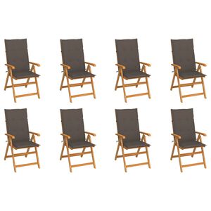 vidaXL Verstellbare Gartenst&uuml;hle mit Auflagen 8 Stk. Massivholz Teak