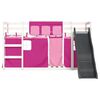 vidaXL Etagenbett mit Rutsche und Gardinen Rosa 90x190 cm
