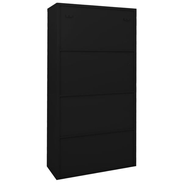 vidaXL B&uuml;roschrank mit Schiebet&uuml;r Schwarz 90x40x180 cm Stahl