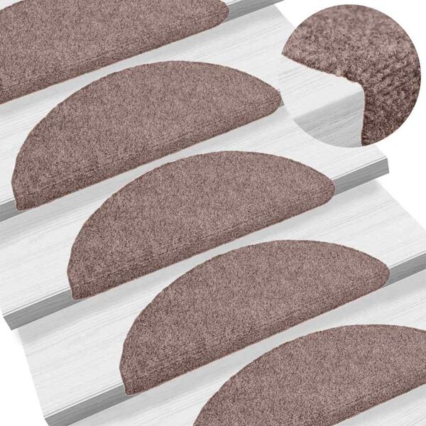 vidaXL Stufenmatten Selbstklebend 10 Stk. 56x17x3 cm Hellbraun Halbrund