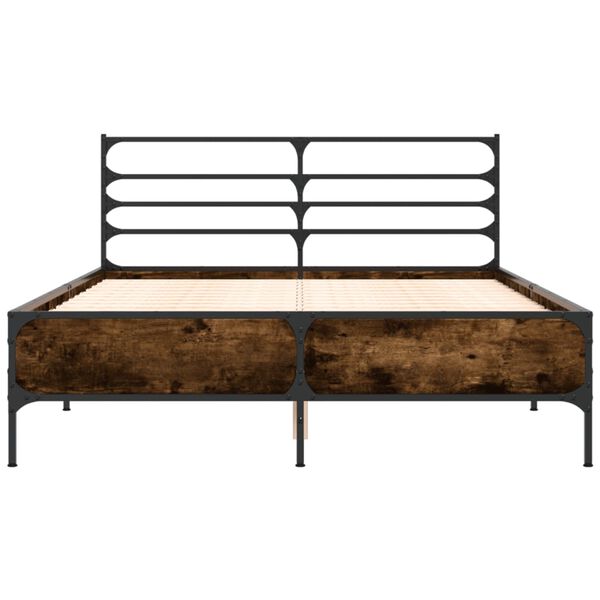 vidaXL Bettgestell R&auml;uchereiche 140x200 cm Holzwerkstoff und Metall