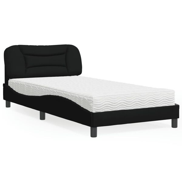 vidaXL Bett mit Matratze "Hvar" Schwarz 100x200 cm Stoff