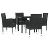 vidaXL 5-tlg. Garten-Essgruppe Schwarz Poly Rattan und Stahl