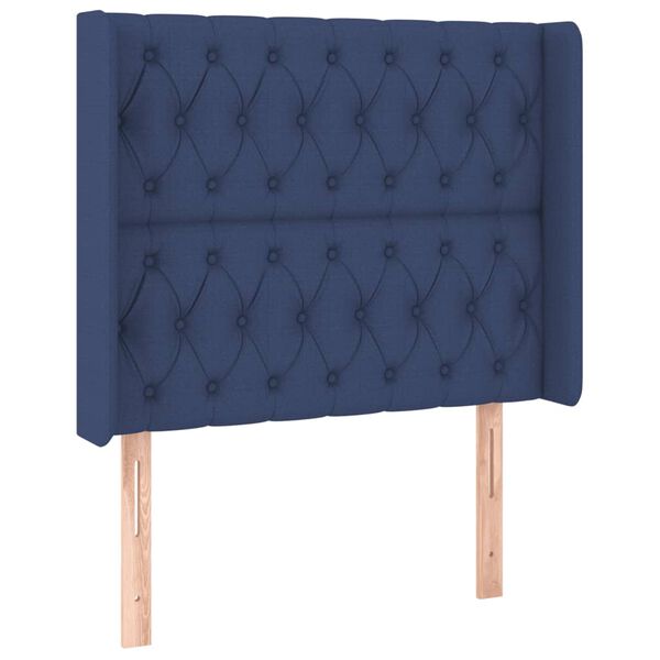 vidaXL LED Kopfteil Blau 103x16x118/128 cm Stoff
