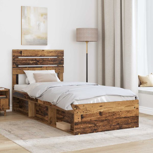 vidaXL Bettrahmen Altholz 90 x 200 cm Massives Kiefernholz