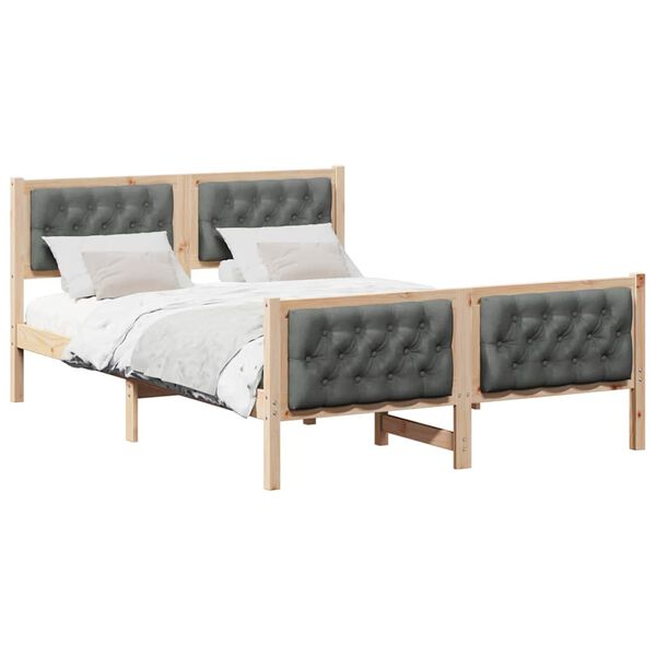 vidaXL Bettrahmen Dunkelgrau 140 x 190 cm Massives Kiefernholz