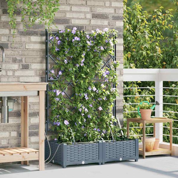 vidaXL Garten-Pflanzgef&auml;&szlig; 2 pcs Hellgrau Stahl