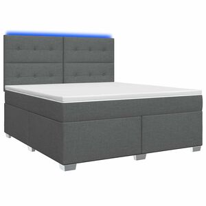 vidaXL Boxspringbett mit Matratze Dunkelgrau 140 x 190 cm Stoff