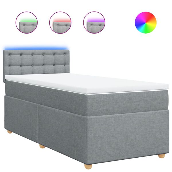 vidaXL Boxspringbett mit Matratze Hellgrau 100x200 cm Stoff