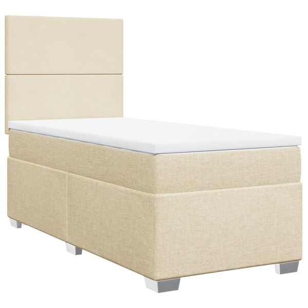 vidaXL Boxspringbett mit Matratze Creme 80x200 cm Stoff