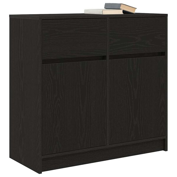 vidaXL Sideboard mit Schublade Schwarz Eichen-Optik 80x34x76 cm