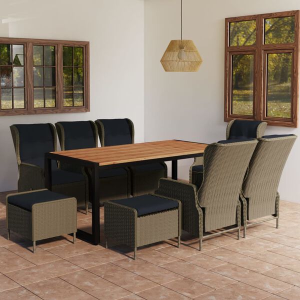 vidaXL 9-tlg. Garten-Essgruppe Braun