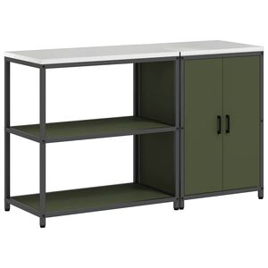 vidaXL Aufbewahrungsset f&uuml;r die K&uuml;che mit Regal 2 pcs Olive Gr&uuml;n