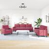 vidaXL 3-tlg. Sofagarnitur mit Kissen Weinrot Samt