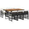 vidaXL 7-tlg. Garten-Essgruppe mit Kissen Schwarz Poly Rattan