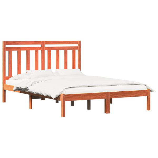 vidaXL Bettrahmen Wachsbraun 205,5 x 165,5 x 100 cm Massivholz Kiefer