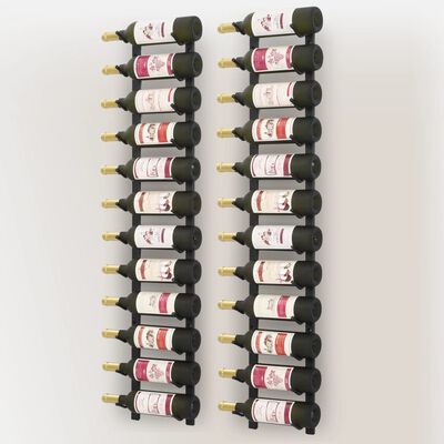 vidaXL Wand-Weinregale für 12 Flaschen 2 Stk. Schwarz Eisen