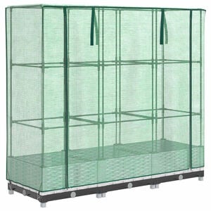 vidaXL Hochbeet mit Gew&auml;chshaus-Aufsatz Rattan-Optik 120x40x123 cm