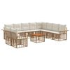 vidaXL Outdoor-Sofagarnitur 11 stk. 10-Sitzer Natur und Cremewei&szlig;