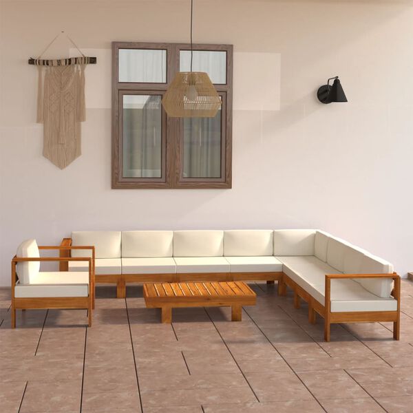 vidaXL 10-tlg. Garten-Lounge-Set mit Kissen 100x60 cm Akazienholz