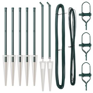 vidaXL Zaunpfosten 7 pcs Grün Ø32mm 60 cm Verzinkter Stahl