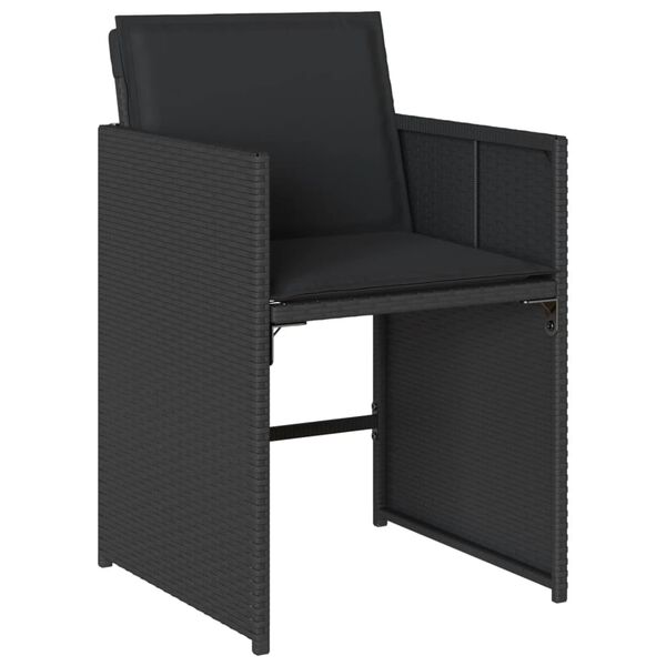 vidaXL 15-tlg. Garten-Essgruppe mit Kissen Schwarz Poly Rattan