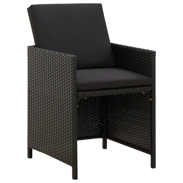 vidaXL Gartenst&uuml;hle mit Kissen 4 Stk. Poly Rattan Schwarz