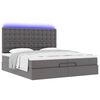 vidaXL Ottoman-Bett mit Matratzen & LEDs Grau 200x200 cm Kunstleder