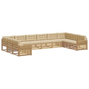 vidaXL Sofagarnituren 10 stk. Wei&szlig; und Beige Polyester