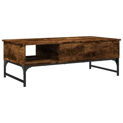 vidaXL Couchtisch Räuchereiche 100x50x35 cm Holzwerkstoff und Metall