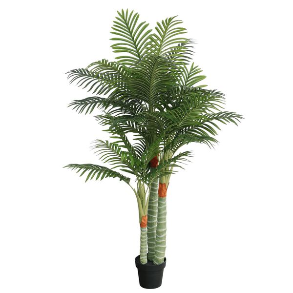 vidaXL Palme K&uuml;nstlich mit 3 St&auml;mmen Gr&uuml;n 180 cm PP