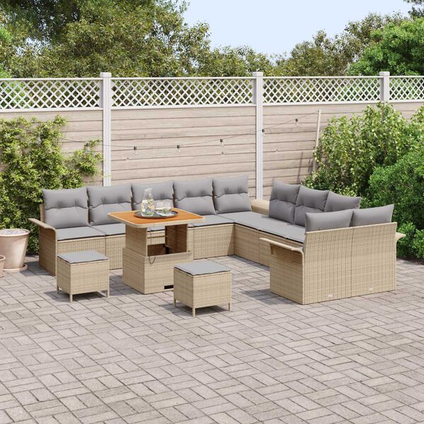 vidaXL Garten-Sofa-Set 13 pcs Beige und Hellgrau 80 x 80 x 71 cm