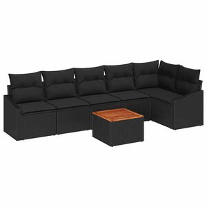 vidaXL Gartensofa-set mit Speicher 7 pcs Schwarz Poly-Rattan