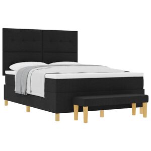 vidaXL Boxspringbett mit Matratze Schwarz 140 x 190 cm Stoff