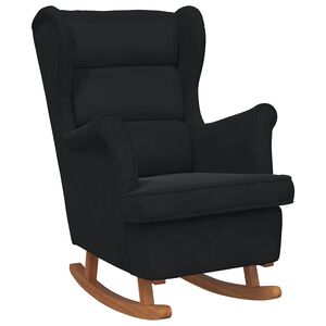vidaXL Schaukelstuhl Ohrensessel Schwarz Samt und Massivholz