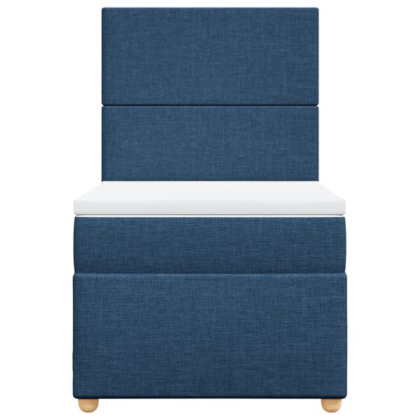 vidaXL Boxspringbett mit Matratze Blau 90x200 cm Stoff