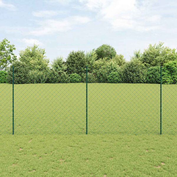 vidaXL Zaun mit Pfosten Grün 1,4 x 25 m Stahl und PVC