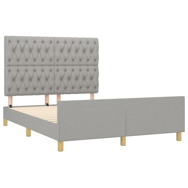 vidaXL Bettgestell ohne Matratze Hellgrau 140x190 cm Stoff