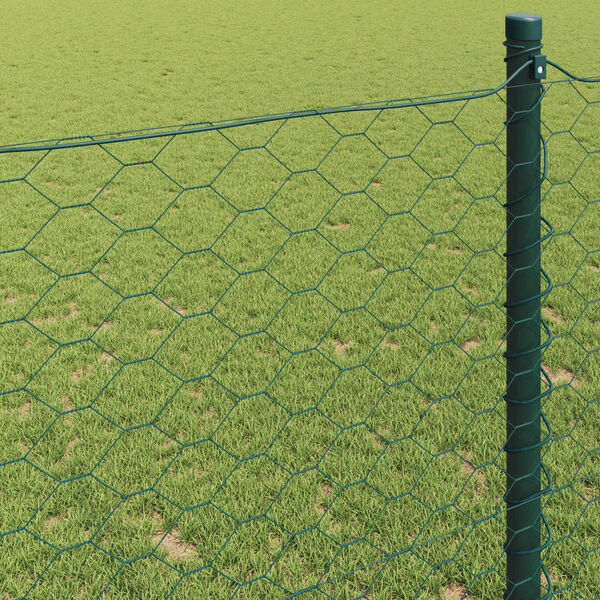 vidaXL Hexagonzaun Gr&uuml;n 0,6 x 10 m PVC