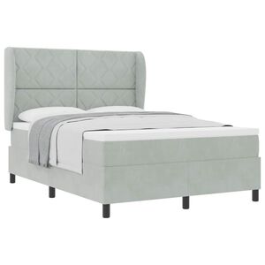 vidaXL Boxspringbett mit Matratze Hellgrau 200 x 140 cm Polyester