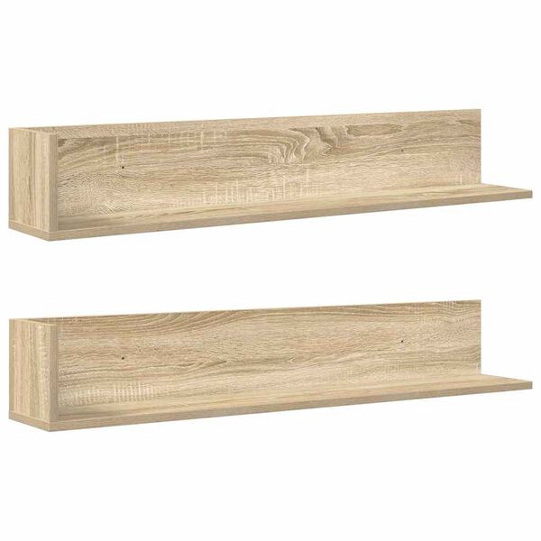 vidaXL Wandregale 2 Stk. Sonoma-Eiche 100x16,5x16,5 cm Holzwerkstoff