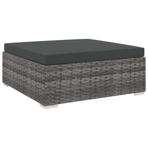 vidaXL Modular-Fu&szlig;hocker 1 Stk. + Auflagen Poly Rattan Grau