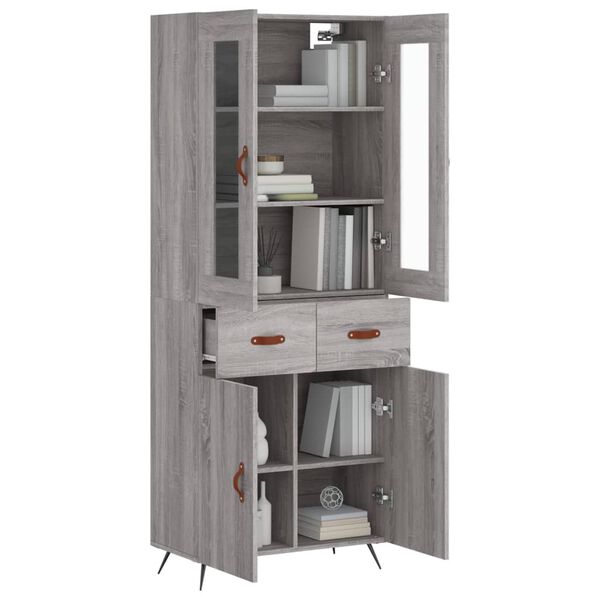 vidaXL Highboard Grau Sonoma 69,5x34x180 cm Holzwerkstoff